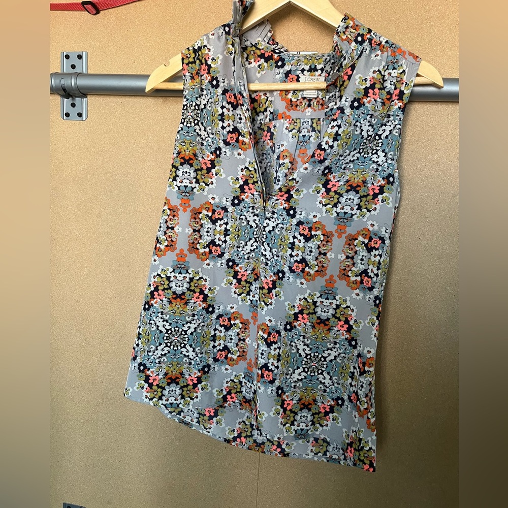 J Crew Misty Fog Floral Popover